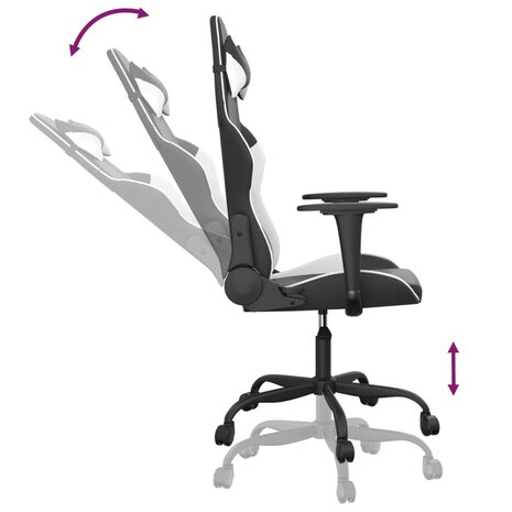 Massage gamestoel kunstleer zwart en wit 6