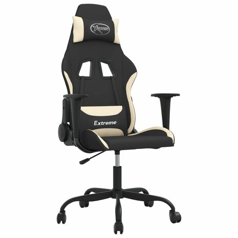 Massage gamestoel stof zwart en cr&egrave;mekleurig 2