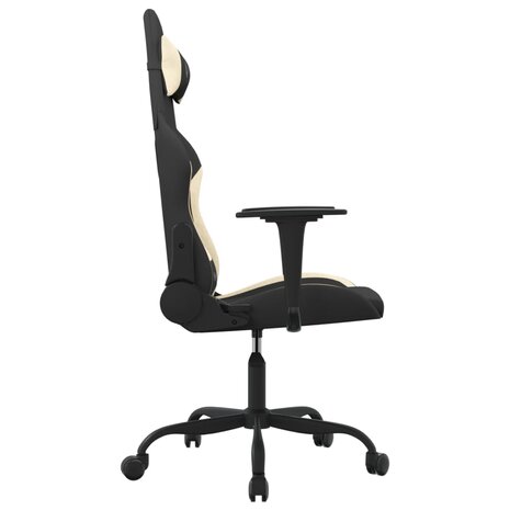 Massage gamestoel stof zwart en cr&egrave;mekleurig 4