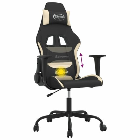Massage gamestoel stof zwart en cr&egrave;mekleurig 7