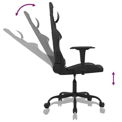 Massage gamestoel stof zwart en wit 6