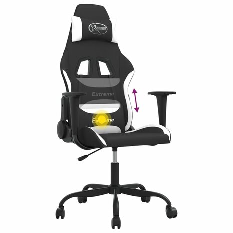Massage gamestoel stof zwart en wit 7