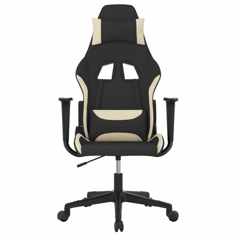 Massage gamestoel stof zwart en cr&egrave;mekleurig 3