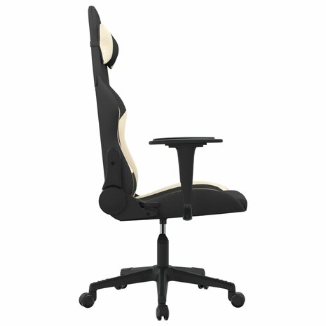 Massage gamestoel stof zwart en cr&egrave;mekleurig 4