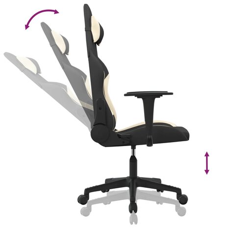 Massage gamestoel stof zwart en cr&egrave;mekleurig 6