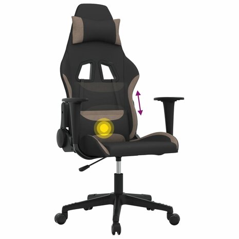 Massage gamestoel stof zwart en taupe 7