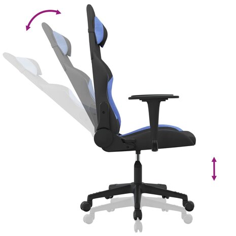 Massage gamestoel stof zwart en blauw 6