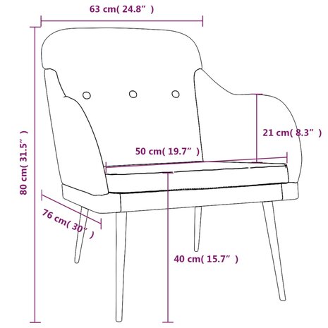 Fauteuil 63x76x80 cm stof cr&egrave;mekleurig 8