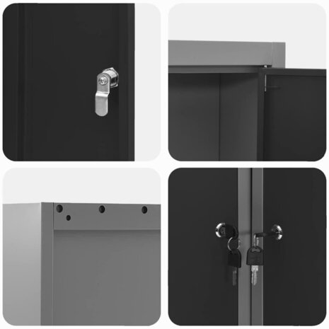 Gereedschapskast met plank Zwart en Grijs 55 x 55 x 55 cm 8