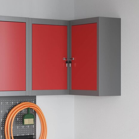 Gereedschapskast met plank Rood en Grijs 55 x 55 x 55 cm 1
