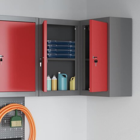 Gereedschapskast met plank Rood en Grijs 55 x 55 x 55 cm 3