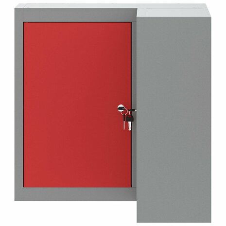 Gereedschapskast met plank Rood en Grijs 55 x 55 x 55 cm 6