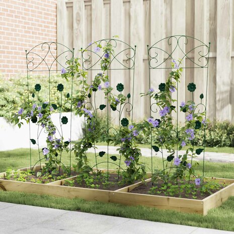 Tuinhek Latwerk 3 pcs Groen 112 x 40 cm Staal 4