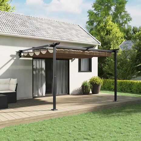 Wandgemonteerde Pergola Taupe Staal 1