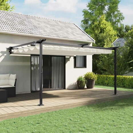 Wandgemonteerde Pergola Cr&egrave;me Staal 1