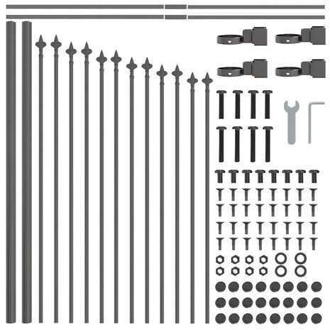 Tuinhek 2 pcs Grijs 170 x 140 cm Gepoedercoat staal 6