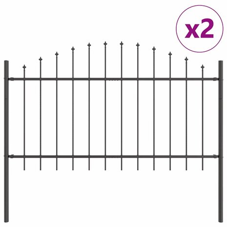 Tuinhek 2 pcs Grijs 170 x 140 cm Gepoedercoat staal 2