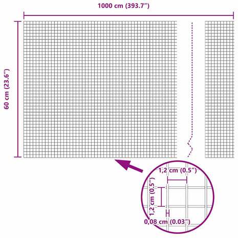 Gelaste draadhek Grijs 0.6 x 10 m 9