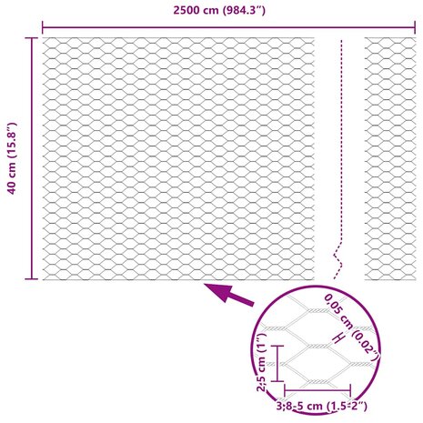 Hexagon Hek Zilver 0,4 x 25 m Gegalvaniseerd staal 9