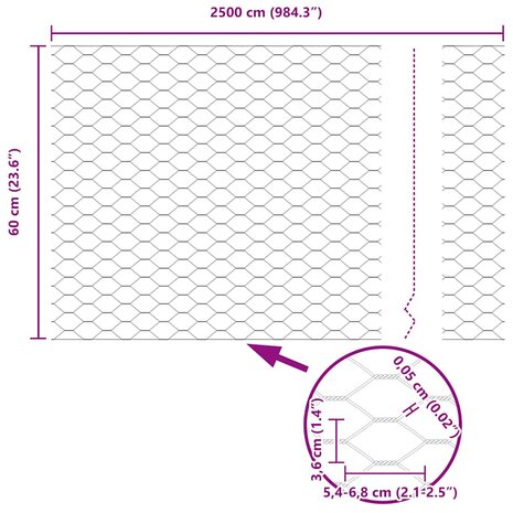 Hexagon Hek Zilver 0,6 x 25 m Gegalvaniseerd staal 9