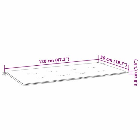 Bankkussen Effen Turquoise 120 x 50 x 3 cm Oxford Stof 9