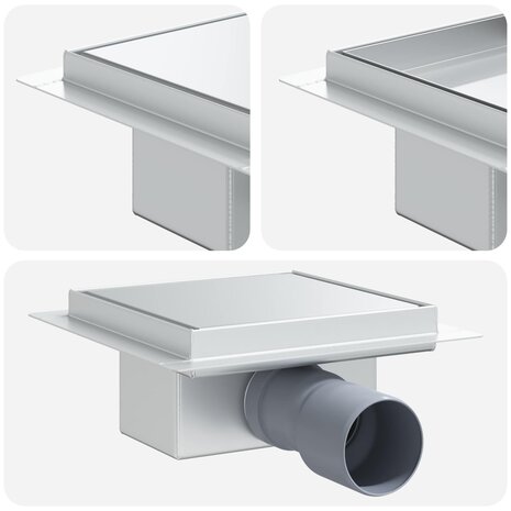 2 in 1 doucheafvoer Zilver 15 x 15 cm Roestvrij staal 304 2