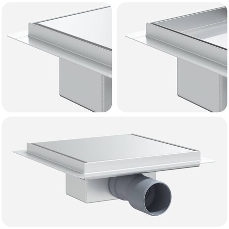2 in 1 doucheafvoer Zilver 20 x 20 cm Roestvrij staal 304 2