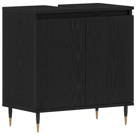 Badkamer wastafelkast Zwart Eiken 58 x 33 x 60 cm Bewerkt hout 2