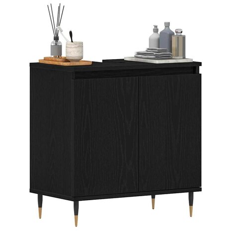 Badkamer wastafelkast Zwart Eiken 58 x 33 x 60 cm Bewerkt hout 3