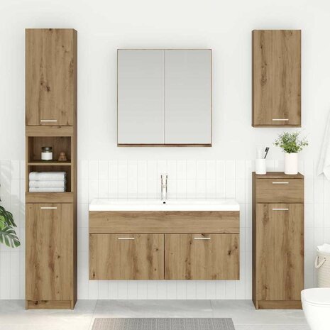 Wastafelkast met opslag met de deur Artisan Eiken Bewerkt hout 1