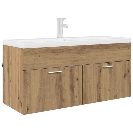 Wastafelkast met opslag met de deur Artisan Eiken Bewerkt hout 3