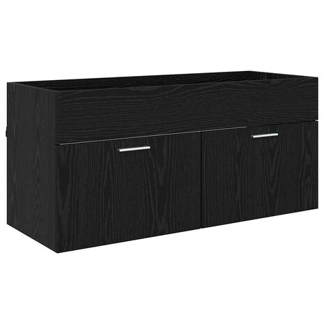 Wastafelkast met opslag met de deur Zwart Eiken Bewerkt hout 2