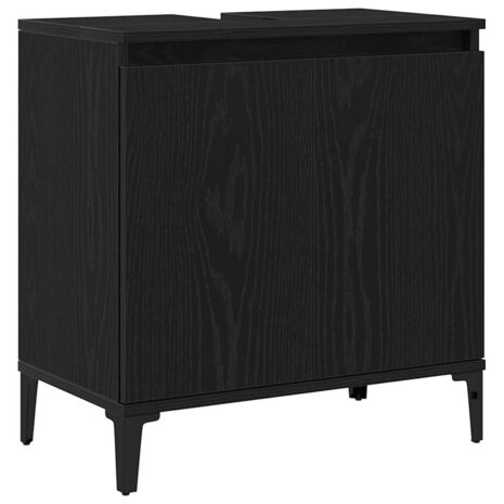 Badkamerkast Zwart Eiken 58 x 33 x 60 cm Bewerkt hout 2