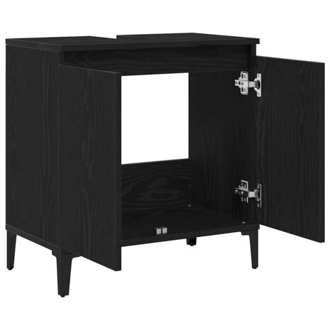Badkamerkast Zwart Eiken 58 x 33 x 60 cm Bewerkt hout 5