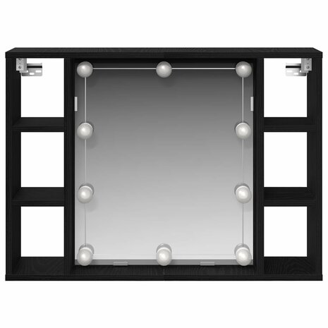 Spiegelkast met plank Zwart Eiken 76 x 15 x 55 cm Bewerkt hout 3