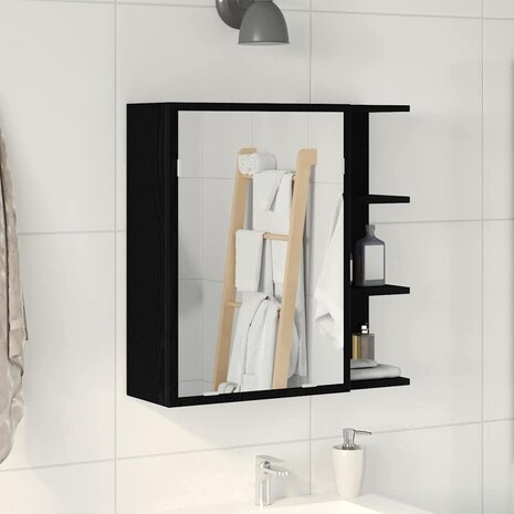 Badkamer spiegelkast met plank Zwart Eiken 62,5 x 20,5 x 64 cm 1