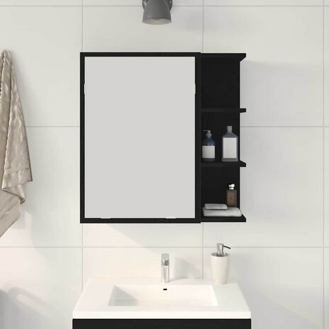 Badkamer spiegelkast met plank Zwart Eiken 62,5 x 20,5 x 64 cm 4