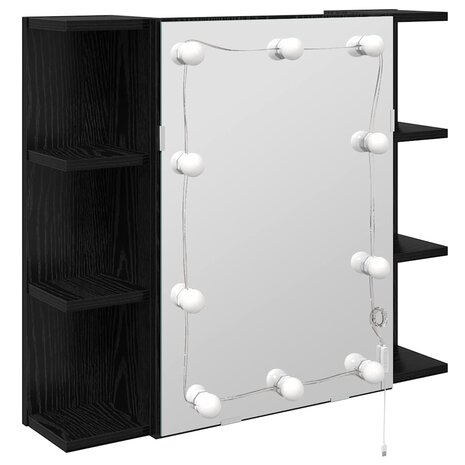 Spiegelkast Zwart Eiken 70 x 16,5 x 60 cm Bewerkt hout 2