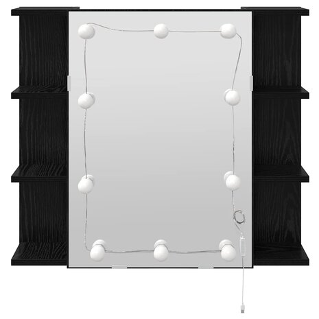 Spiegelkast Zwart Eiken 70 x 16,5 x 60 cm Bewerkt hout 5