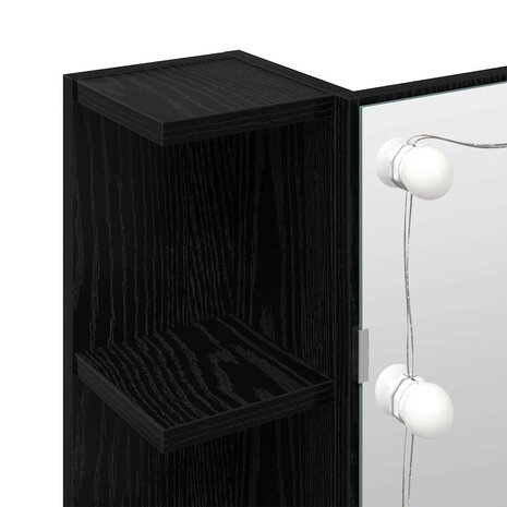 Spiegelkast Zwart Eiken 70 x 16,5 x 60 cm Bewerkt hout 8