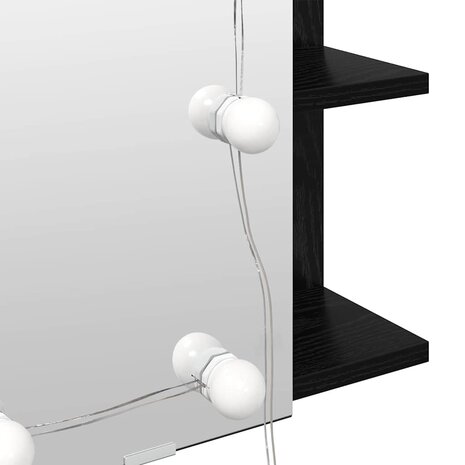 Spiegelkast Zwart Eiken 70 x 16,5 x 60 cm Bewerkt hout 9