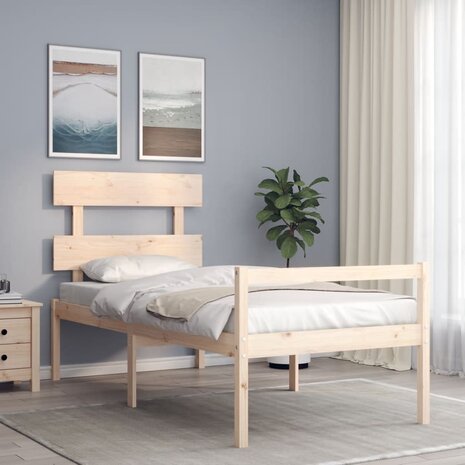 Seniorenbed met hoofdbord massief hout 1