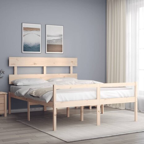 Seniorenbed met hoofdbord massief hout 160x200 cm 1