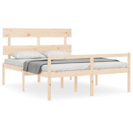 Seniorenbed met hoofdbord massief hout 160x200 cm 2
