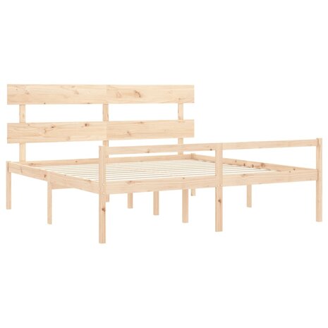 Seniorenbed met hoofdbord massief hout 200x200 cm 5