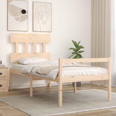 Seniorenbed met hoofdbord massief hout 3