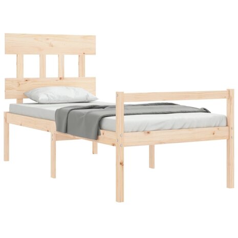 Seniorenbed met hoofdbord massief hout 4
