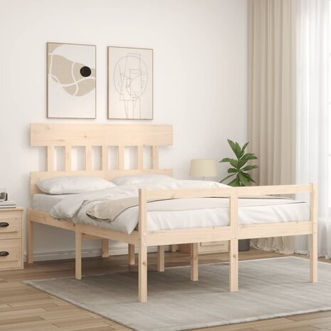 Seniorenbed met hoofdbord massief hout 120x200 cm 3