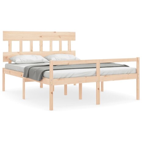 Seniorenbed met hoofdbord massief hout 160x200 cm 2