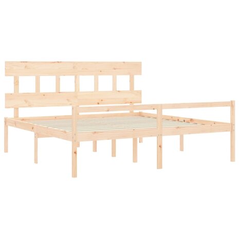 Seniorenbed met hoofdbord massief hout 200x200 cm 5